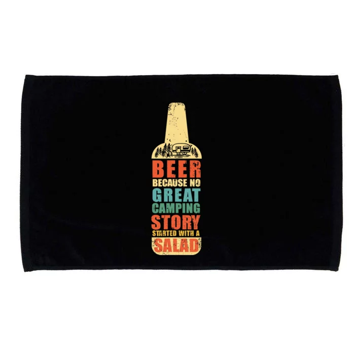 Beer Camping Story Salad Funny Camping Vintage Style Microfiber Hand Towel