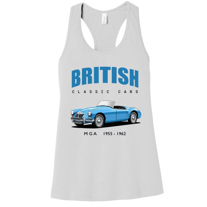 British Classic Sports Cars MG MGA Women's Racerback Tank