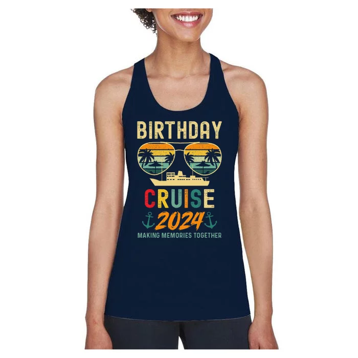 Birthday Cruise Shirts 2024 Squad Family Vacation Summer Women's Racerback Tank