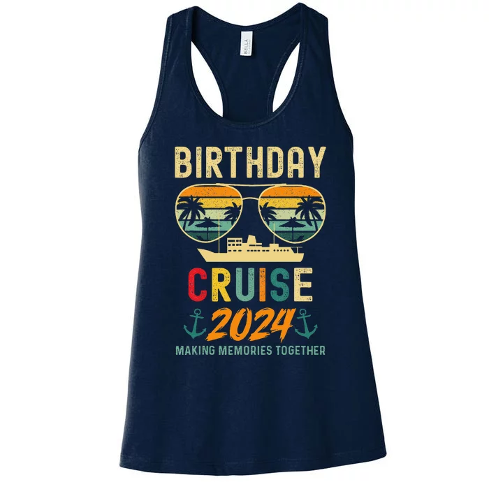 Birthday Cruise Shirts 2024 Squad Family Vacation Summer Women's Racerback Tank