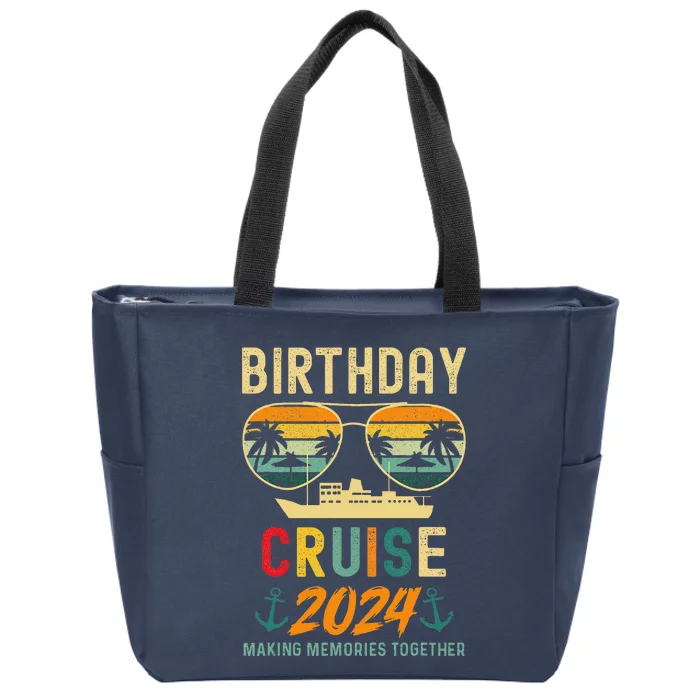 Birthday Cruise Shirts 2024 Squad Family Vacation Summer Zip Tote Bag