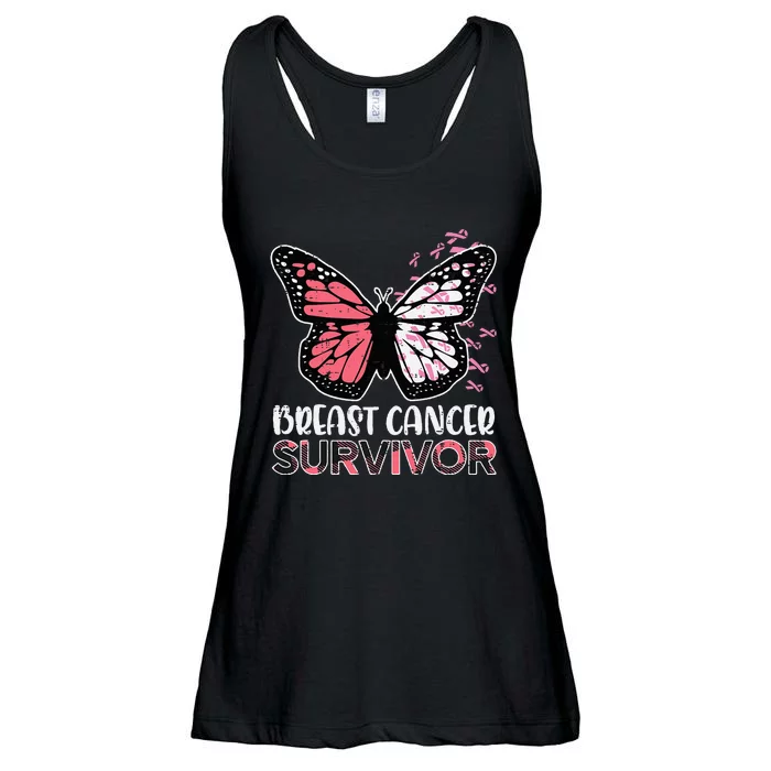 Breast Cancer Survivor Butterfly Breast Cancer Awareness Ladies Essential Flowy Tank