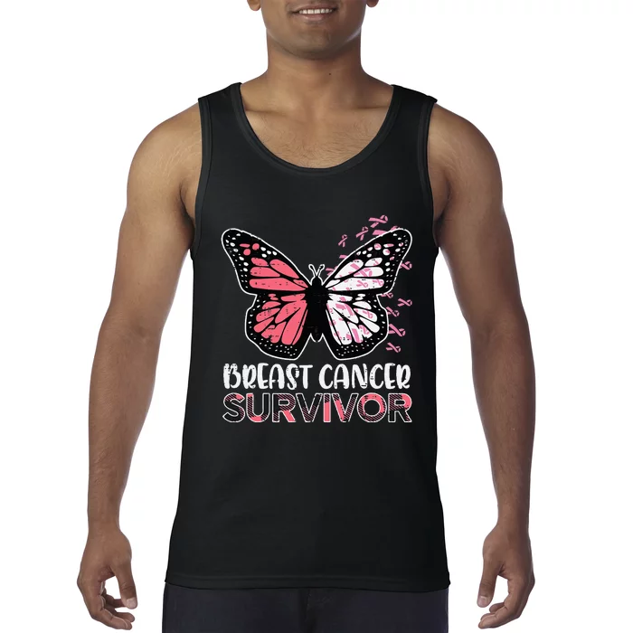 Breast Cancer Survivor Butterfly Breast Cancer Awareness Tank Top