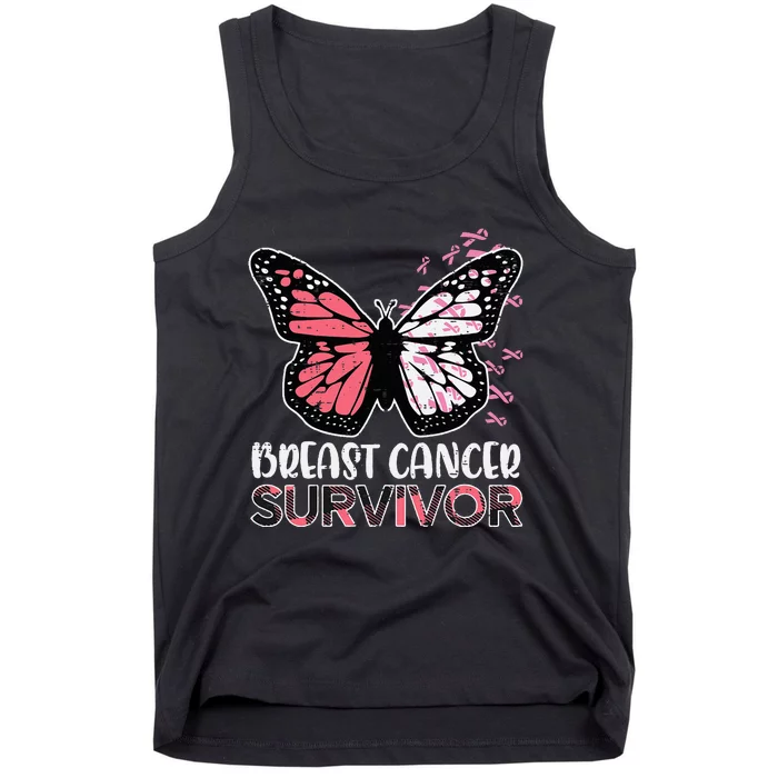 Breast Cancer Survivor Butterfly Breast Cancer Awareness Tank Top