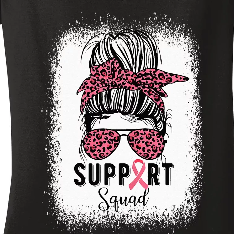 Breast Cancer Support Squad Ribbon Breast Cancer Awareness Women's V-Neck T-Shirt