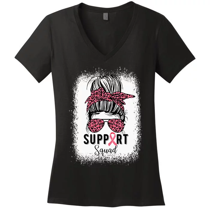 Breast Cancer Support Squad Ribbon Breast Cancer Awareness Women's V-Neck T-Shirt