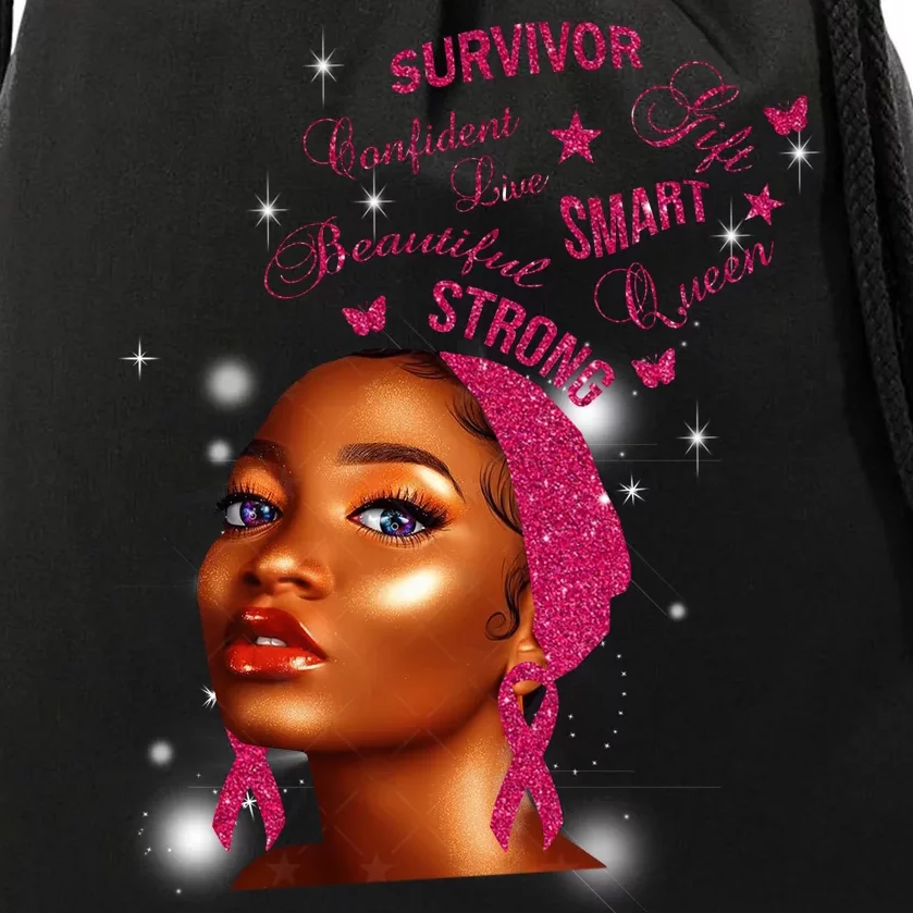 Breast Cancer Survivor Queen Drawstring Bag