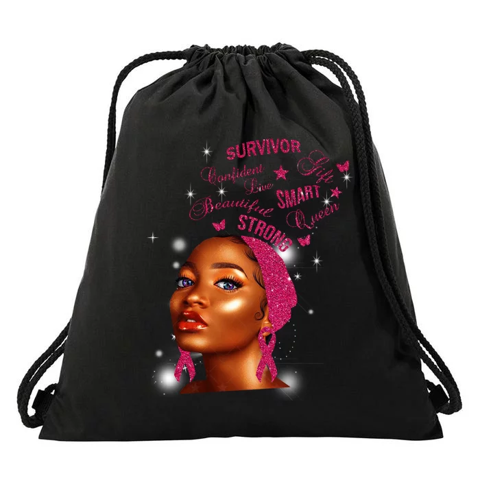 Breast Cancer Survivor Queen Drawstring Bag