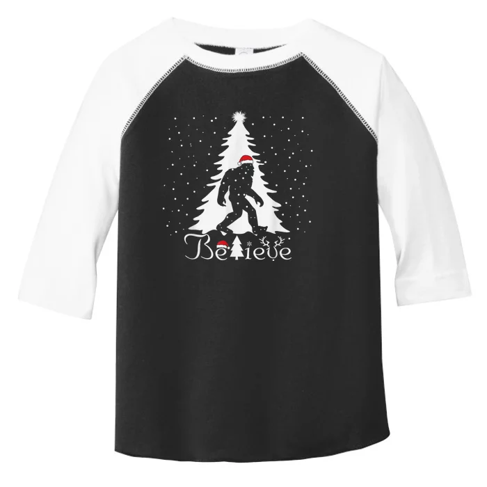 Believe Christmas Santa Bigfoot Hat Xmas PJ Costume Toddler Fine Jersey T-Shirt