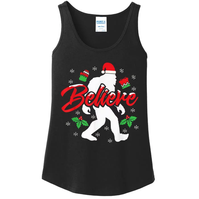 Bigfoot Christmas Shirt Believe Funny Sasquatch  Kid Ladies Essential Tank