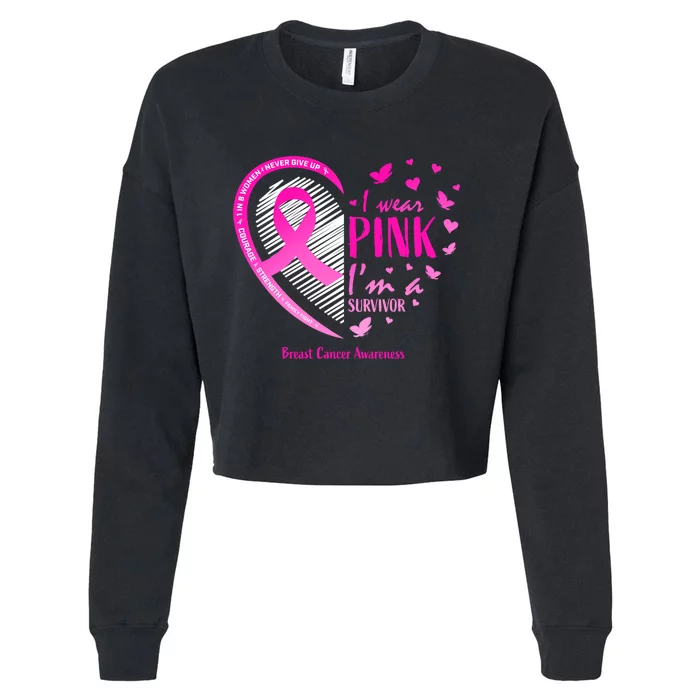 Breast Cancer Survivor Gifts Awareness Cropped Pullover Crew