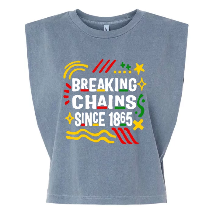 Breaking Chains Since 1865 African American Melanin Junetee Gift Garment-Dyed Women's Muscle Tee