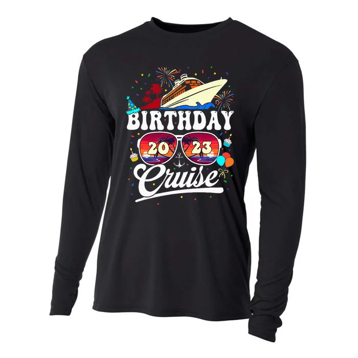 Birthday Cruise Squad Party Cruising Ship Vintage Cooling Performance Long Sleeve Crew