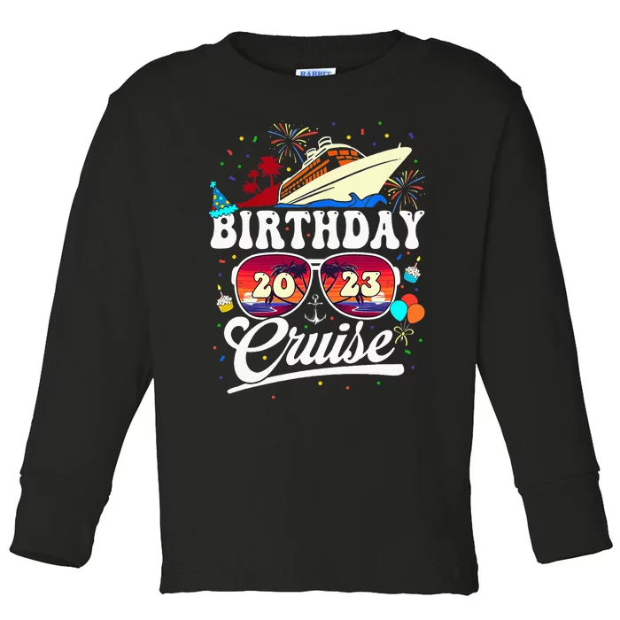 Birthday Cruise Squad Party Cruising Ship Vintage Toddler Long Sleeve Shirt