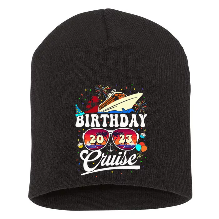 Birthday Cruise Squad Party Cruising Ship Vintage Short Acrylic Beanie