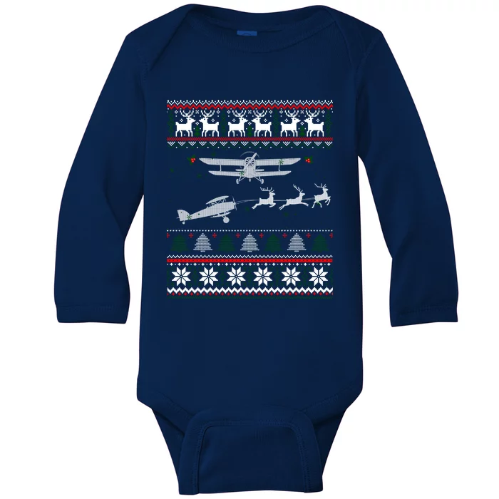 Best Christmas Thanksgiving Gift Pilots Aviation Ugly Baby Long Sleeve Bodysuit