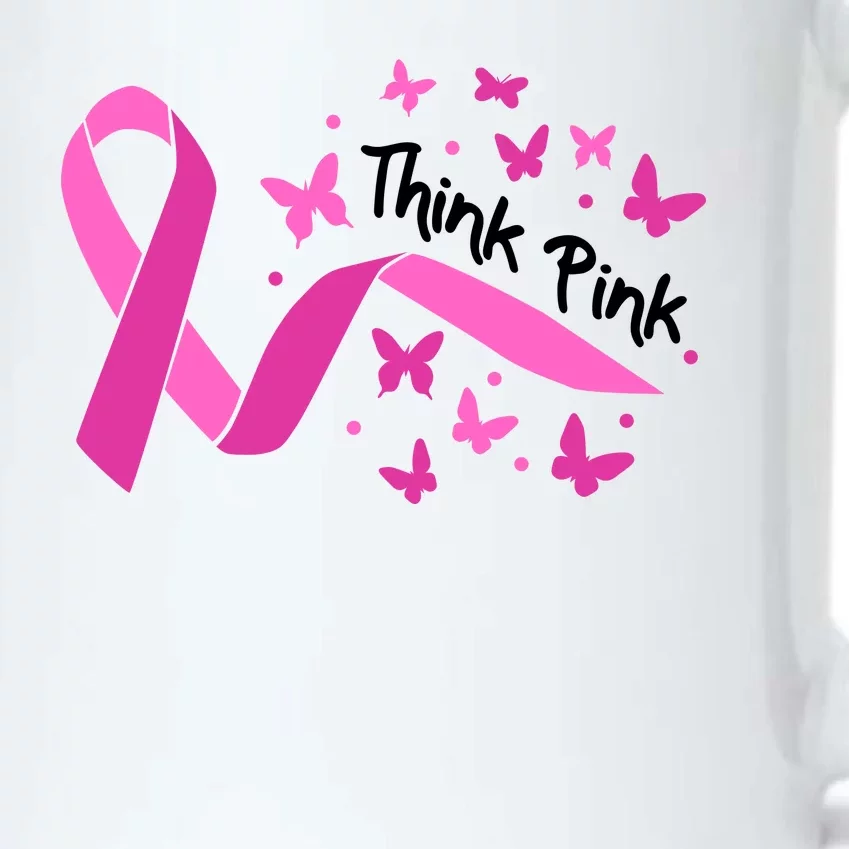 Breast Cancer Think Pink Butterfly Ribbon Black Color Changing Mug