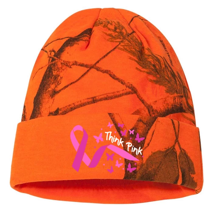 Breast Cancer Think Pink Butterfly Ribbon Kati - 12in Camo Beanie