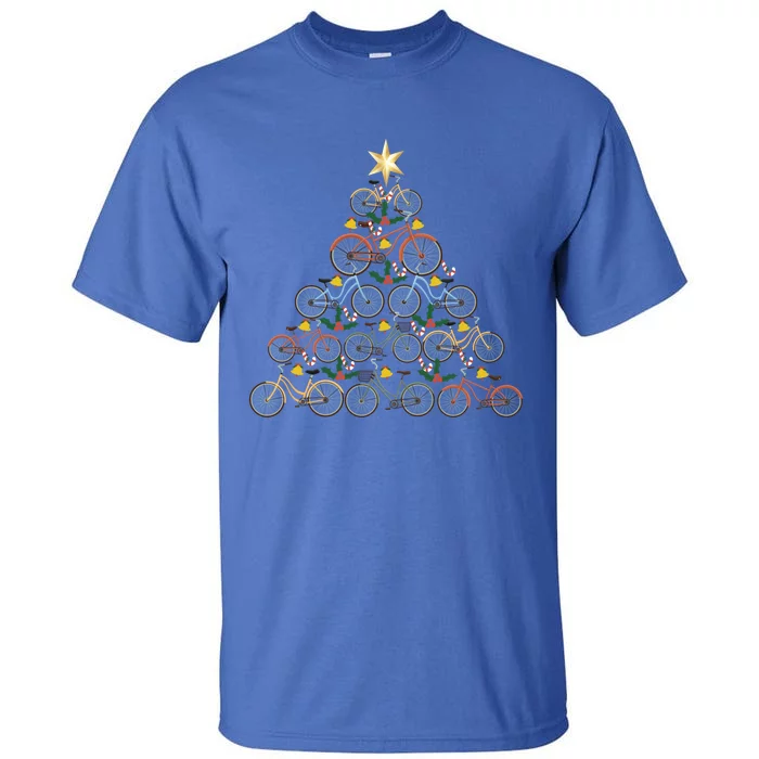 Bicycle Christmas Tree Funny Biker Bicyclist Xmas For Family Meaningful Gift Tall T-Shirt