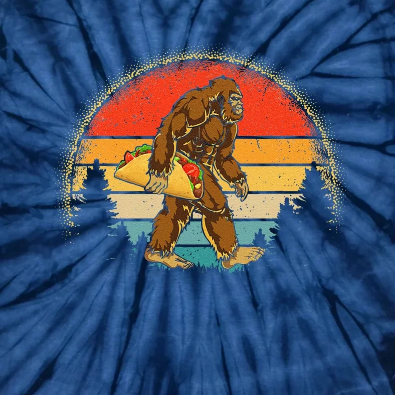 Bigfoot Carrying Taco Funny Cinco De Mayo Sasquatch Tie-Dye T-Shirt