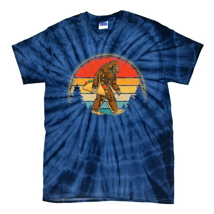 Bigfoot Carrying Taco Funny Cinco De Mayo Sasquatch Tie-Dye T-Shirt