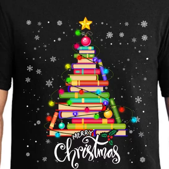 Books Christmas Tree Funny Love Reading Book Lover Librarian Cool Gift Pajama Set