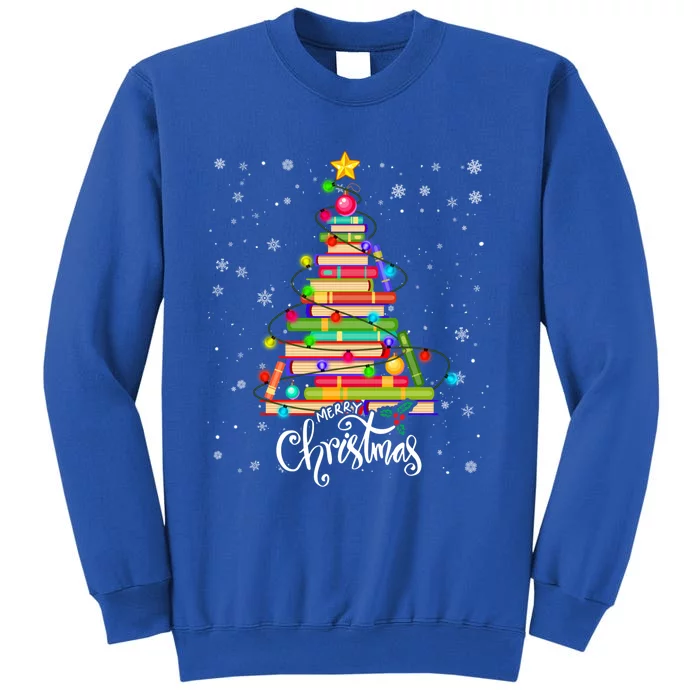 Books Christmas Tree Funny Love Reading Book Lover Librarian Cool Gift Tall Sweatshirt