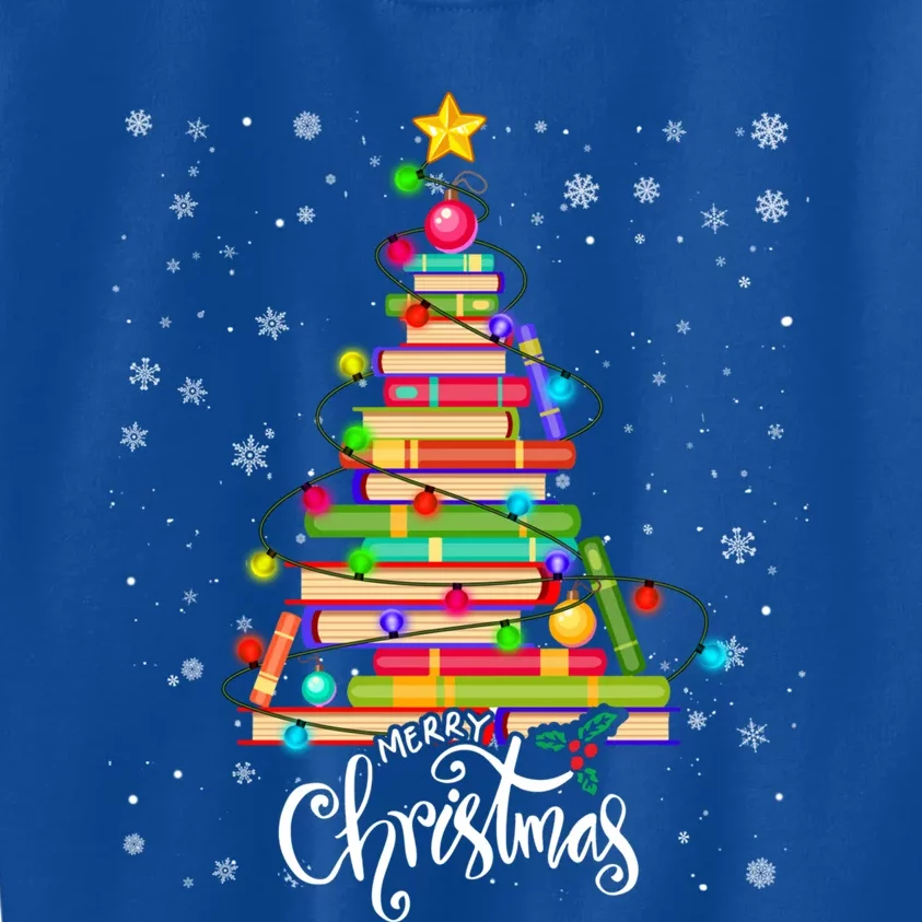 Books Christmas Tree Funny Love Reading Book Lover Librarian Cool Gift Kids Sweatshirt