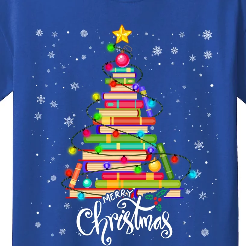 Books Christmas Tree Funny Love Reading Book Lover Librarian Cool Gift Kids T-Shirt