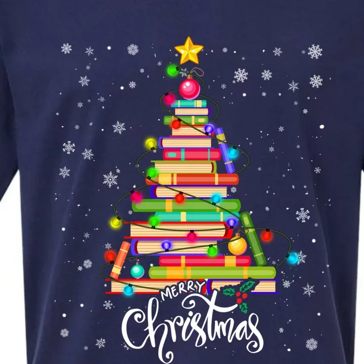 Books Christmas Tree Funny Love Reading Book Lover Librarian Cool Gift Sueded Cloud Jersey T-Shirt