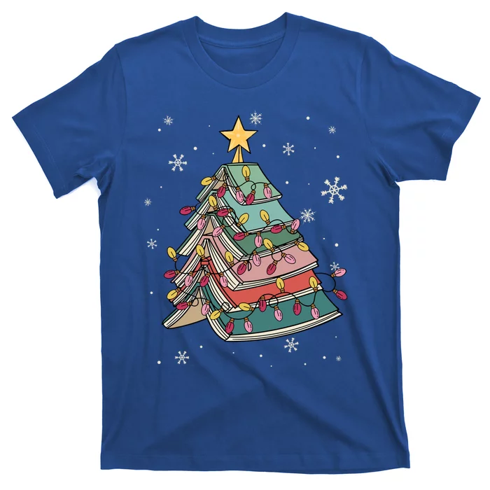 Books Christmas Tree Reading Book Teacher Librarian Xmas Gift T-Shirt