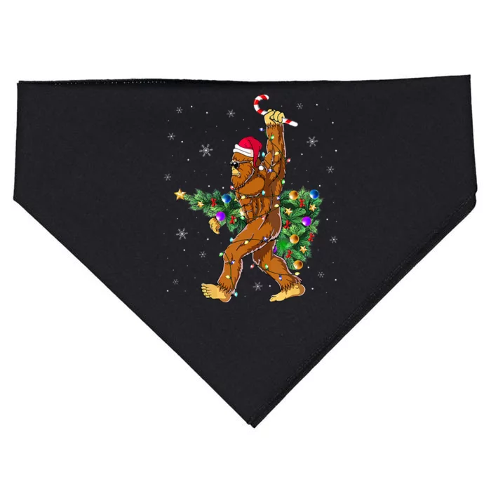 Bigfoot Christmas Tree Lights Xmas  Sasquatch Lovers USA-Made Doggie Bandana