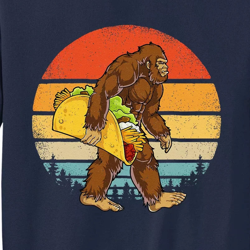 Bigfoot Carrying Taco Funny Cinco De Mayo Sasquatch Tall Sweatshirt