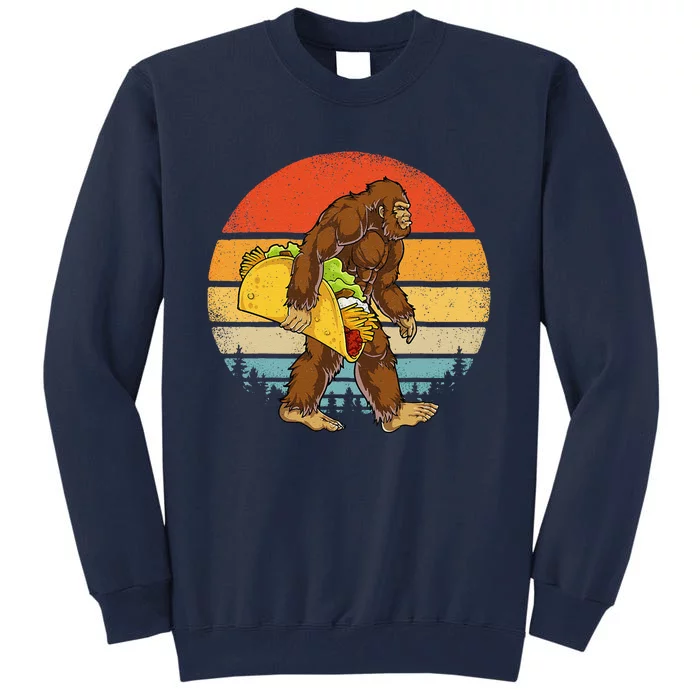 Bigfoot Carrying Taco Funny Cinco De Mayo Sasquatch Tall Sweatshirt