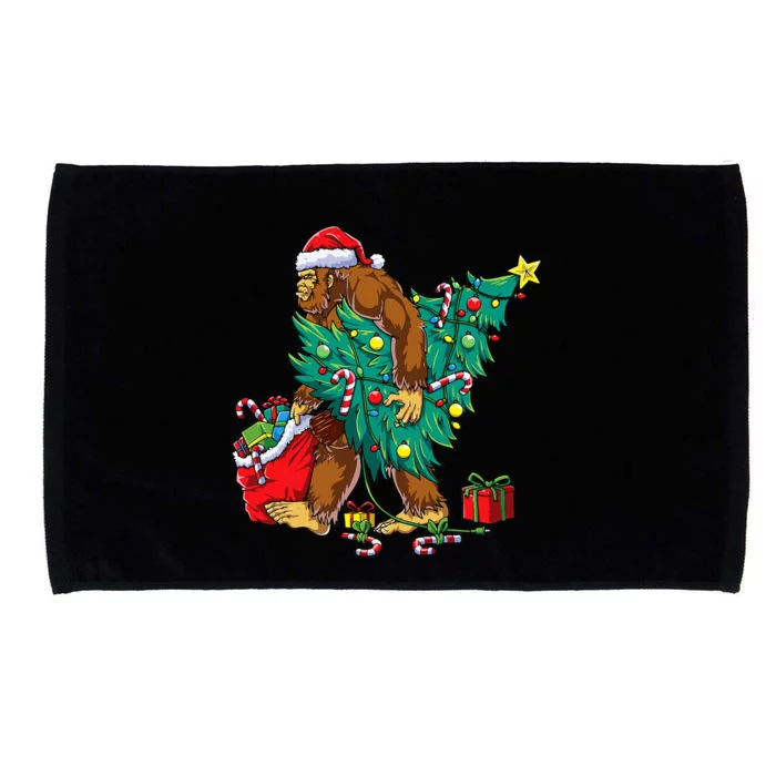 Bigfoot Christmas Tree Lights Xmas Sasquatch Lovers Microfiber Hand Towel