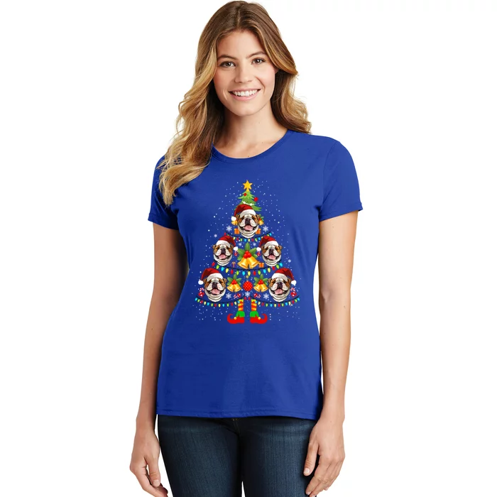 Bulldog Christmas Tree Funny Xmas Dog Lover Gift Women's T-Shirt