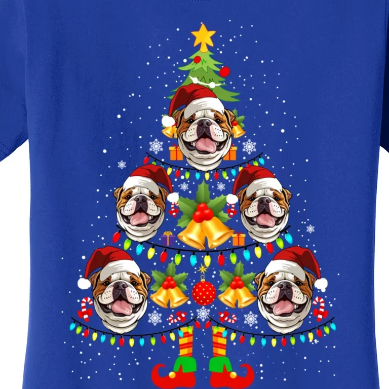 Bulldog Christmas Tree Funny Xmas Dog Lover Gift Women's T-Shirt