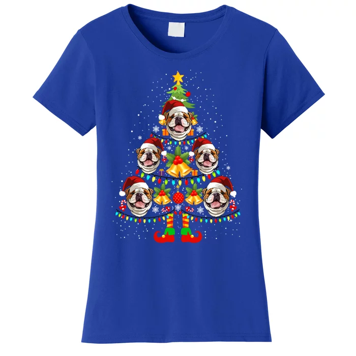 Bulldog Christmas Tree Funny Xmas Dog Lover Gift Women's T-Shirt