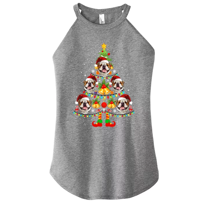 Bulldog Christmas Tree Funny Xmas Dog Lover Gift Women’s Perfect Tri Rocker Tank