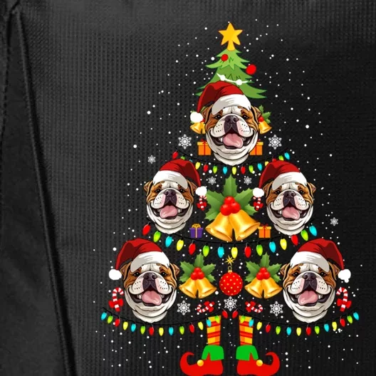 Bulldog Christmas Tree Funny Xmas Dog Lover Funny Gift City Backpack