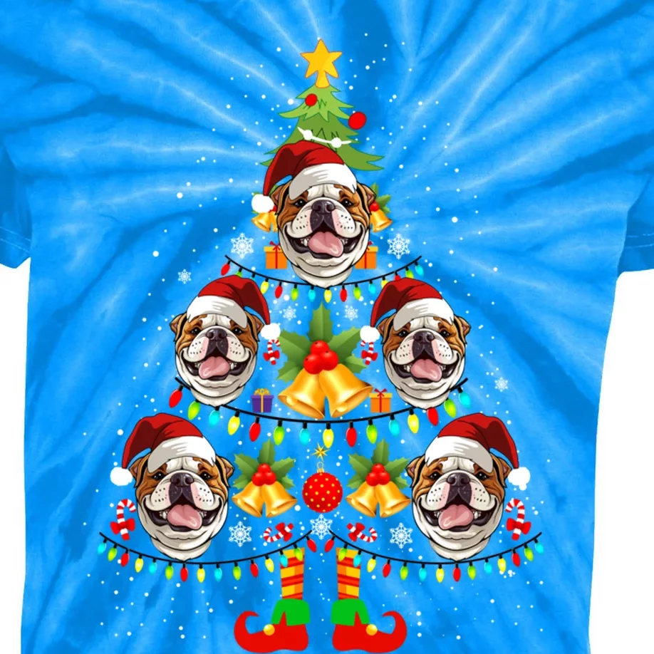 Bulldog Christmas Tree Funny Xmas Dog Lover Funny Gift Kids Tie-Dye T-Shirt