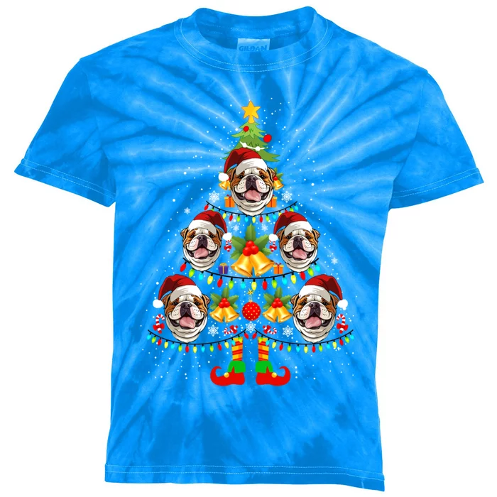 Bulldog Christmas Tree Funny Xmas Dog Lover Funny Gift Kids Tie-Dye T-Shirt