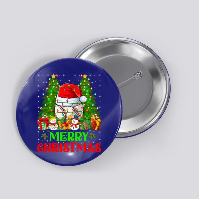 Baseball Christmas Tree Lights Holiday Santa Baseball Xmas Cool Gift Button