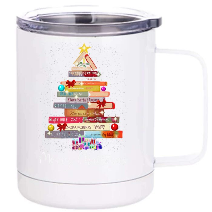 Book Christmas Tree For Book Lover Librarian Teachers Xmas Front & Back 12oz Stainless Steel Tumbler Cup