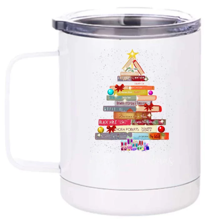 Book Christmas Tree For Book Lover Librarian Teachers Xmas Front & Back 12oz Stainless Steel Tumbler Cup