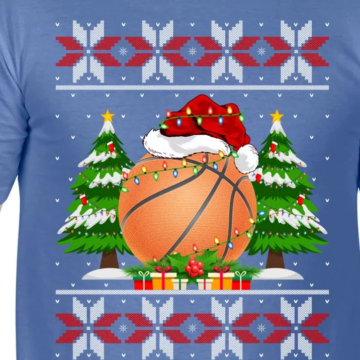 Basketball Christmas Tree Lights Ugly Sweater Santa Xmas Gift Comfort Colors T-Shirt