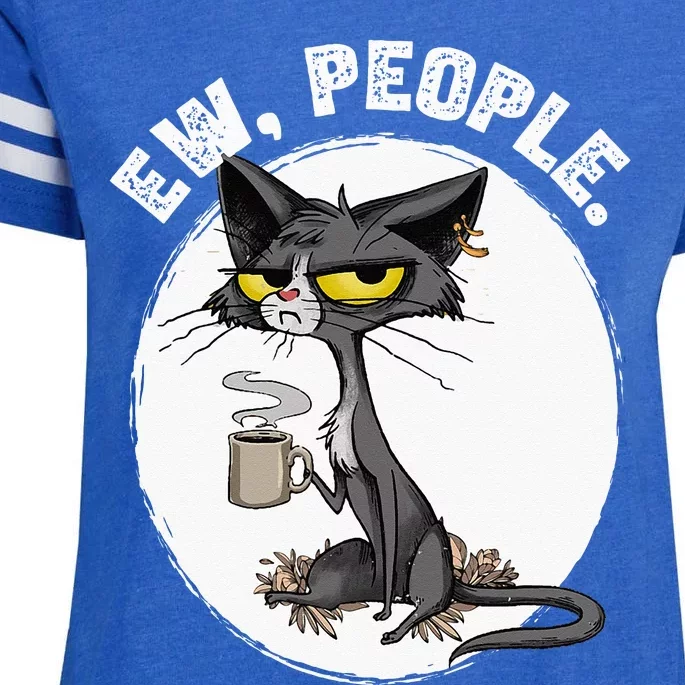 black cat tees funny wo ew people meowy cat lovers Enza Ladies Jersey Football T-Shirt