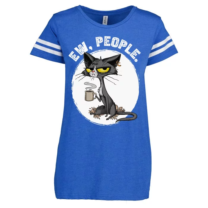 black cat tees funny wo ew people meowy cat lovers Enza Ladies Jersey Football T-Shirt