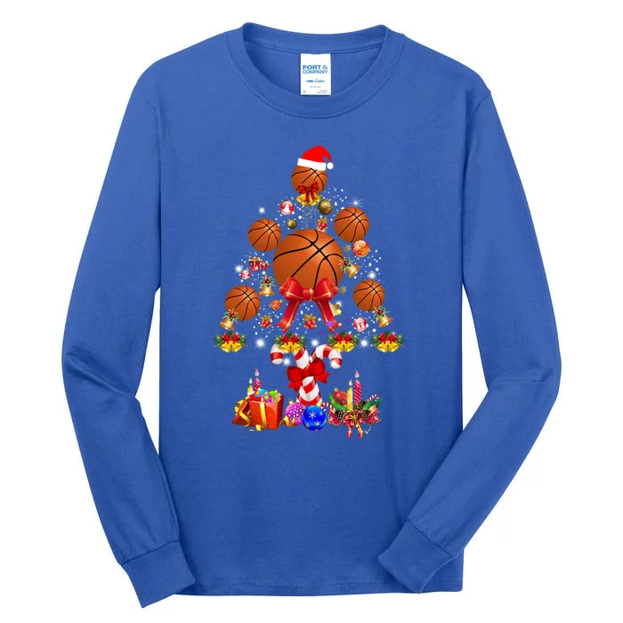 Basketball Christmas Tree Noel Costume Gift Tall Long Sleeve T-Shirt