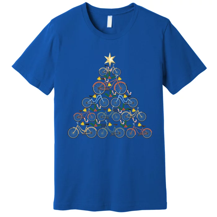 Bicycle Christmas Tree Funny Biker Bicyclist Xmas For Family Funny Gift Premium T-Shirt